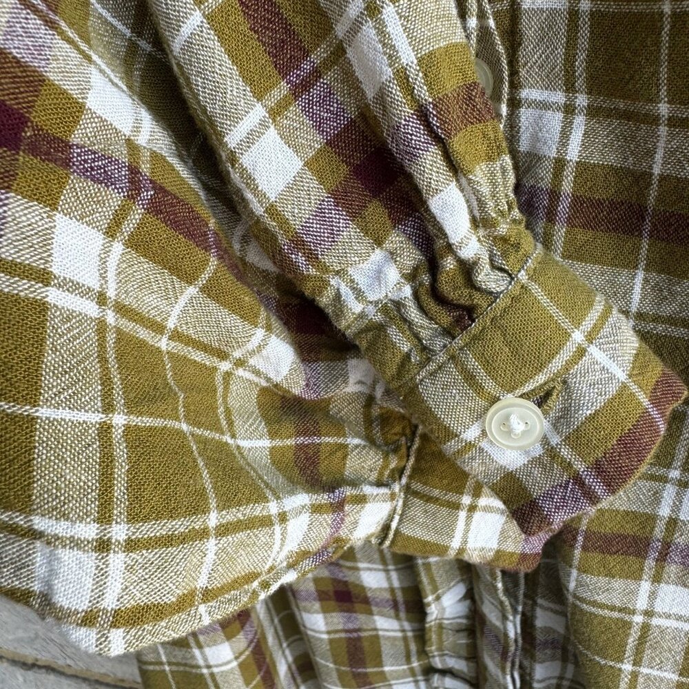 LOFT Womens Plaid Ruffle Check Button Up Shirt, Size XS. - Picture 7 of 8